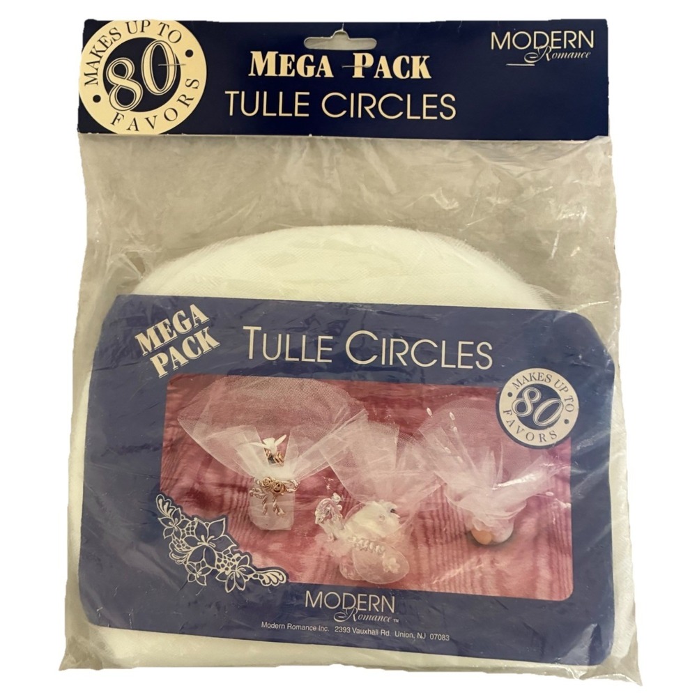 Tulle Circles Natural White 9" Round 80 Pc Wedding Favors Vintage NEW